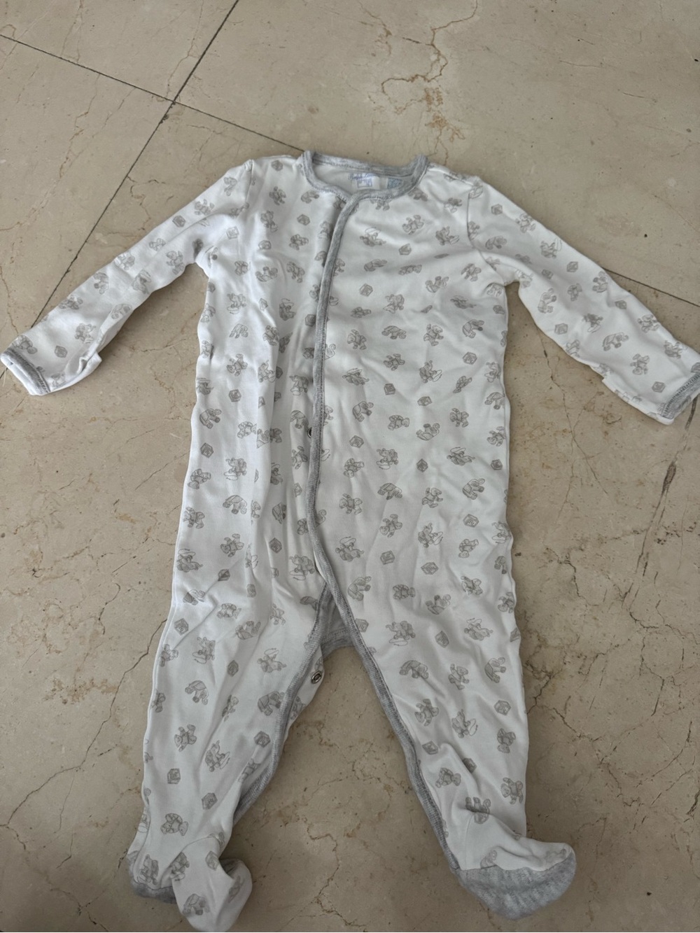Ralph Lauren White and Gray Baby Footed Pajamas